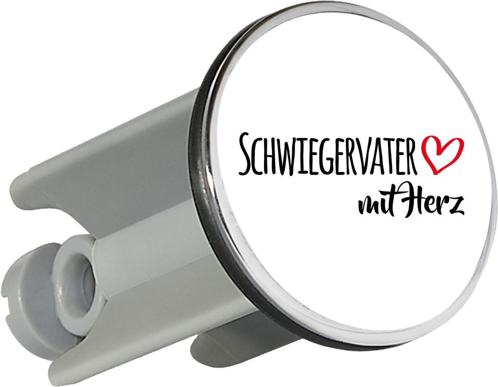 Huuraa Waschbeckenstöpsel Schwiegervater mit Herz 4cm höhenverstellbar Abflussstopfen Geschenkidee