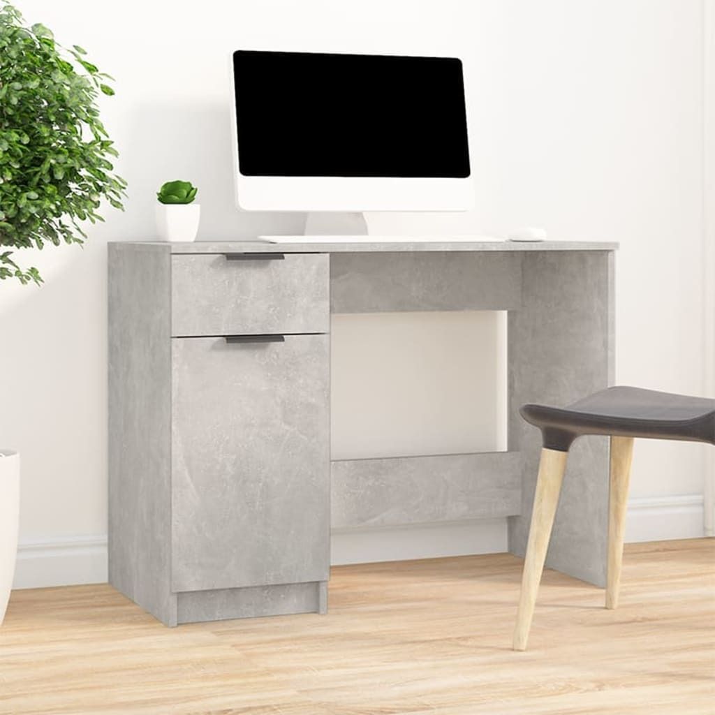 The Living Store Schreibtisch Betongrau 100x50x75 cm Holzwerkstoff