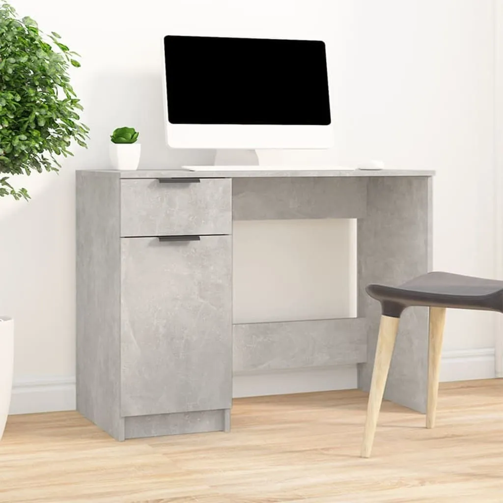 Tavolo Scrivania Cemento Grigio 100cm | Materiale Robusto Salvaspazio