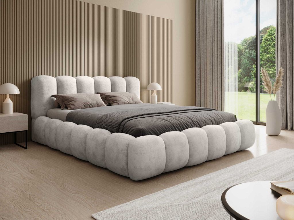 YOURHOUSE24 Polsterbett Dallas 180x200 Doppelbett Bettgestell Lattenrost (Farbe: Aphrodite 01, Größe: 180x200 cm)