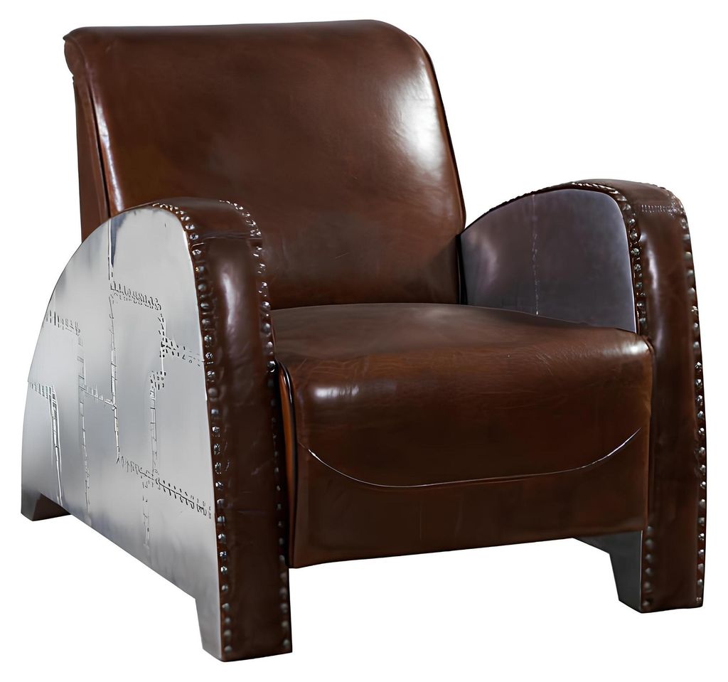 Cocktailsessel Leder Vintage Ledersessel Sessel Aviator Lounge Club Möbel Sofa