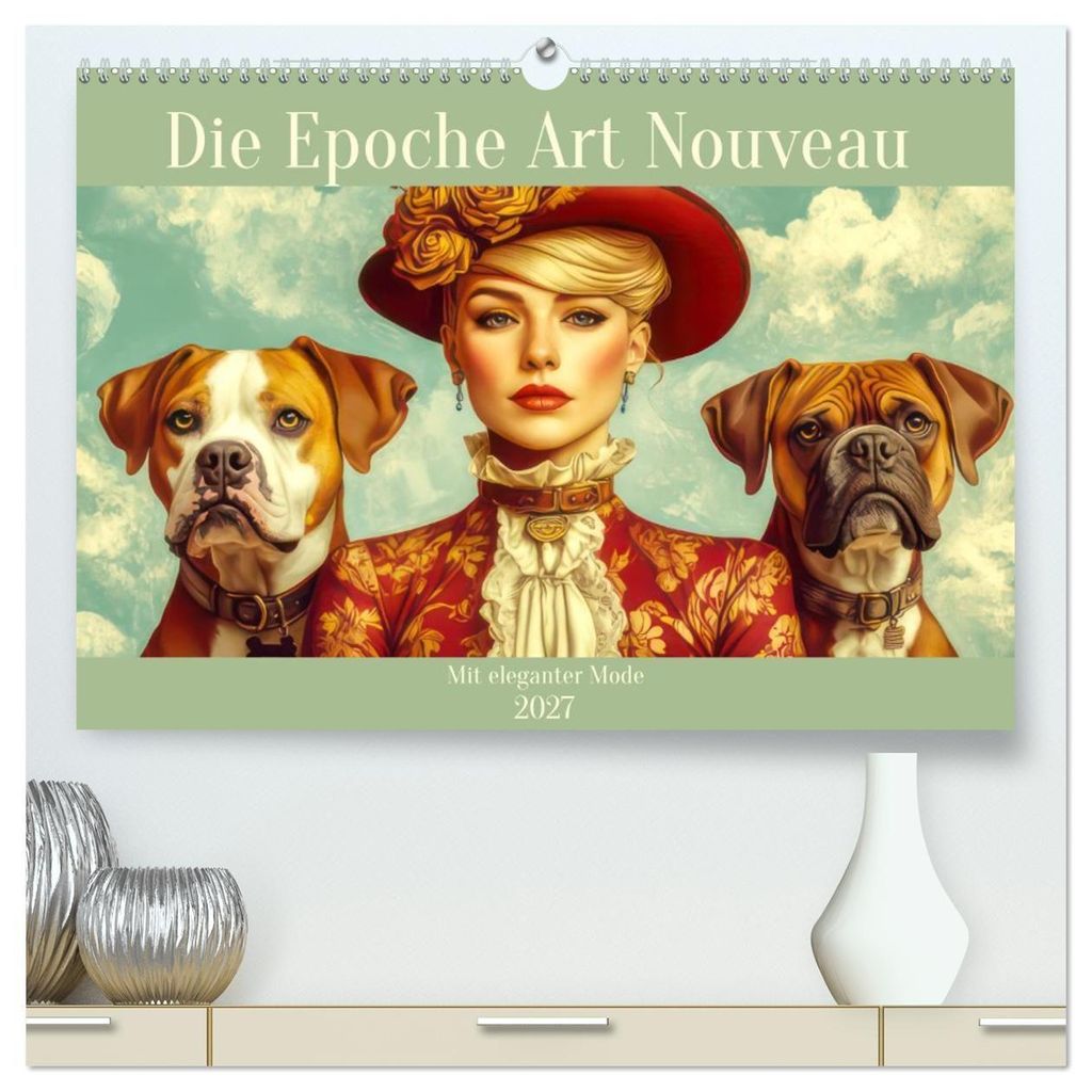 Die Epoche Art Nouveau - Mit eleganter Mode (hochwertiger Premium Wandkalender 2027 DIN A2 quer), Kunstdruck in Hochglanz