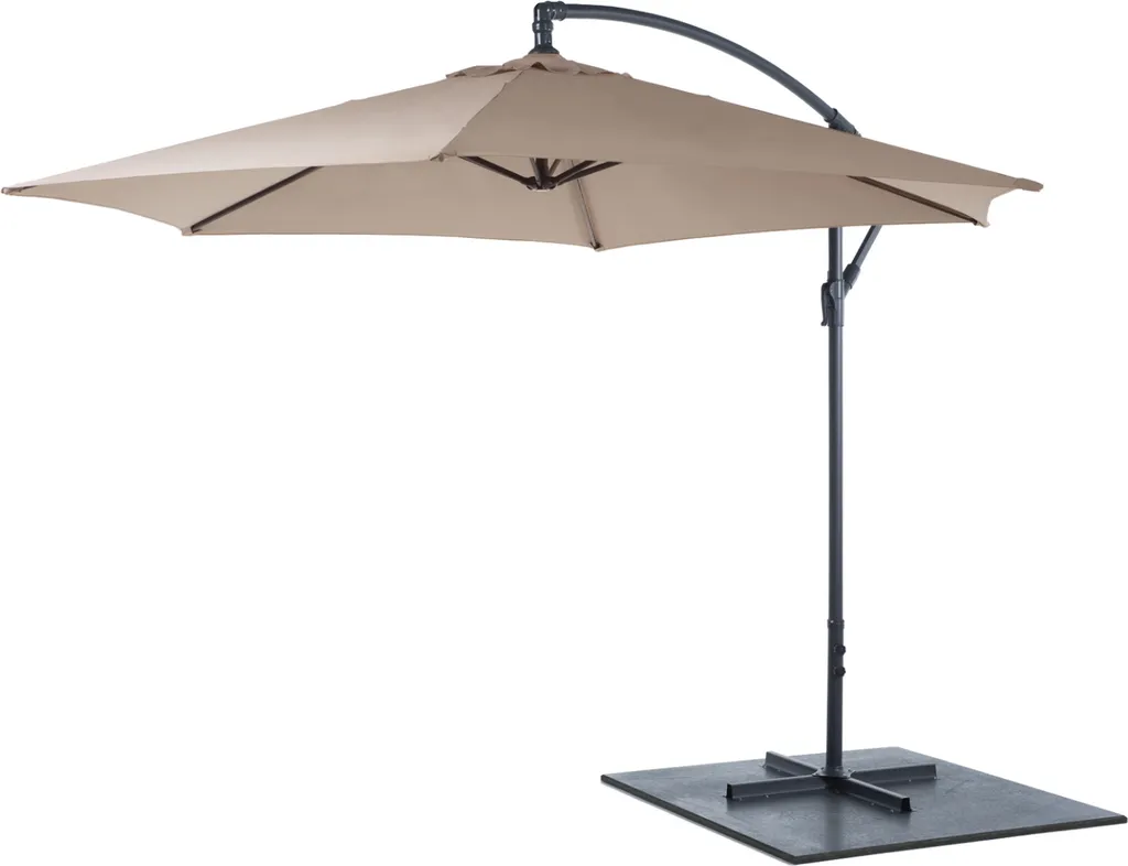 Grand Parasol de Terrasse Inclinable Lifetime 3m avec Pied Croix Taupe