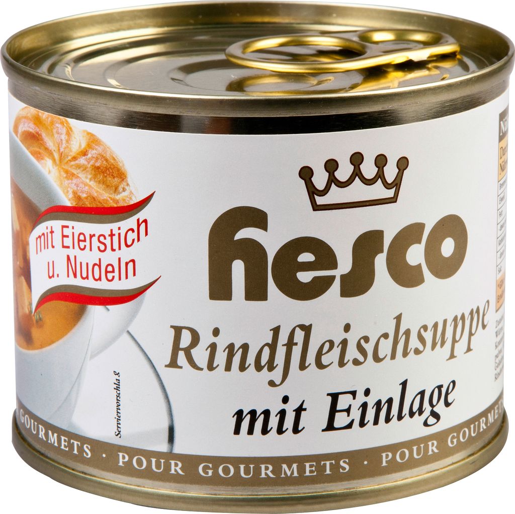 Hesco Rindsuppe mit Einlage Eierstich und Nudeln 5 Dosen 1060ml