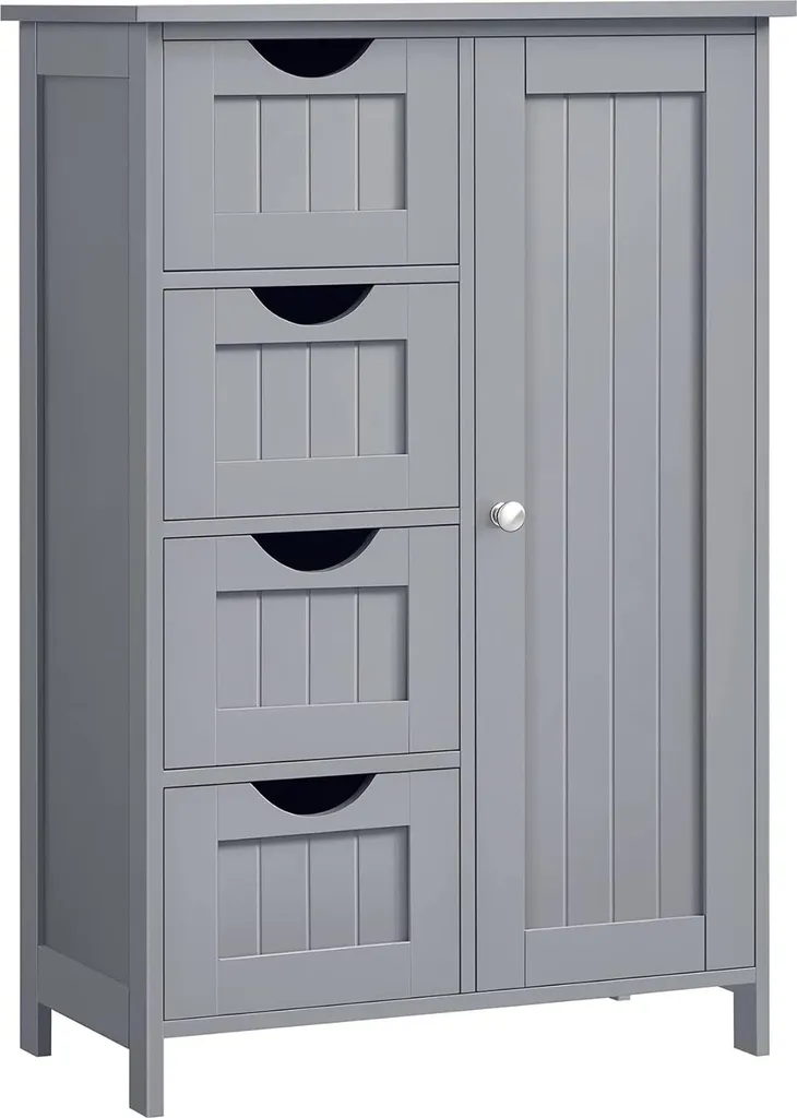 Colonne de rangement 4 tiroirs pour salle de bain 30 x 55 x 82 cm Gris
