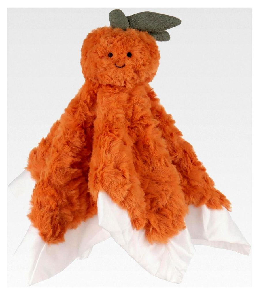 Orange Weiche Sicherheitsdecke Schmusetuch für Babys, Plüsch Schnuffeltuch, Beruhigungstuch für Jungen und Mädchen, 35x35 cm