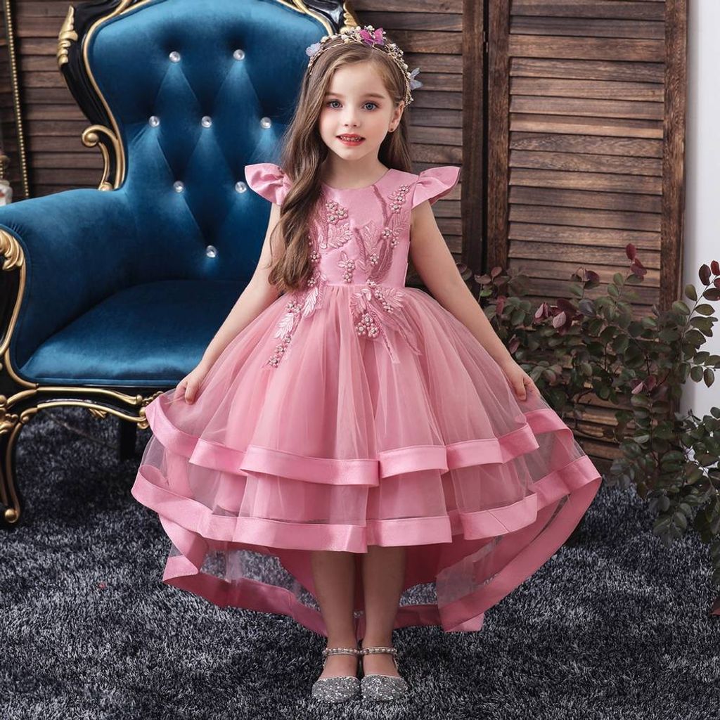 Kinder Blumenmädchen Partykleid Prinzessin Tüll Tutu Spitze Hochzeit Abendkleid 