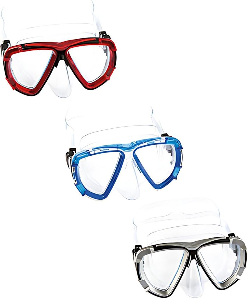Bestway 22052, Erwachsener, Halbe Gesichtsmaske, Freitauchen, Polycarbonat, Schwarz, Blau, Rot, 14 Jahr(e)