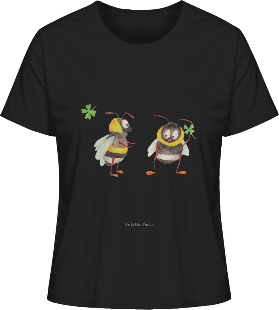 Mr. & Mrs. Panda Oberteil Damen Hummeln Kleeblatt Größe L - Schwarz - Geschenk, Bio T-Shirt, Lustige Sprüche, Hummel, Basic Shirt, Biene, Spruch...