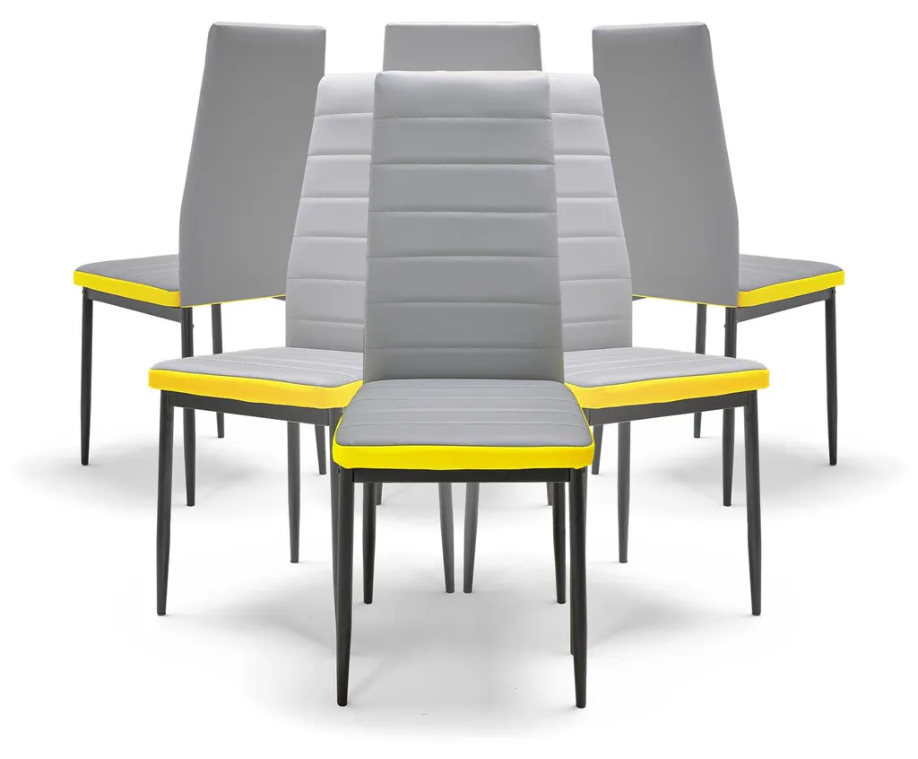 Lot de 6 chaises de cuisine grises ATHENS confortables et design moderne