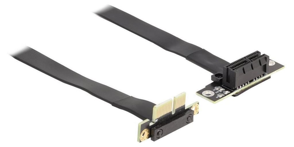 Delock Riser Karte PCI Express x1 Stecker 90 Grad gewinkelt zu x1 Slot 90 Grad gewinkelt mit Kabel 60 cm