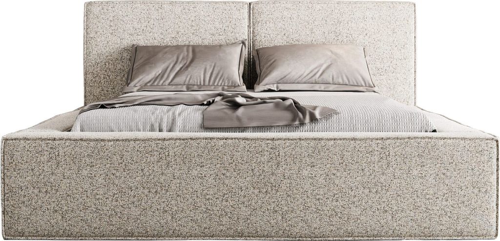 FEDVE Polsterbett Lesti aus Bouclé-Stoff 140x200 cm, Beige