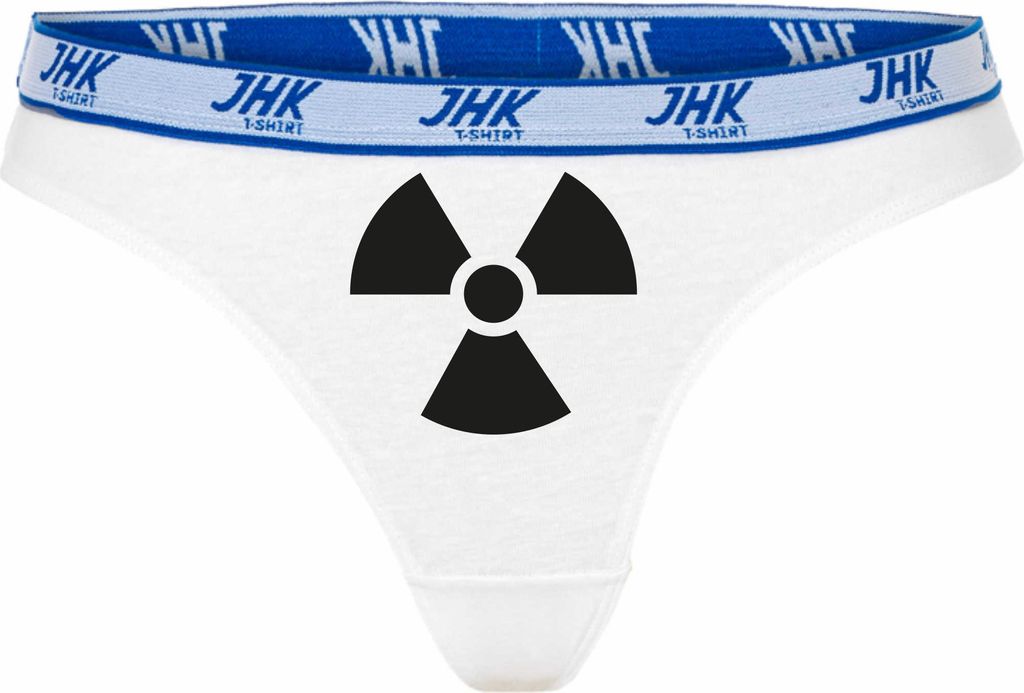 Damen Thong Slip - Boxer-0033-woman-white-h-XS - weiß - XS - hinten - X-RAY - Radioaktiv - lustiges Motiv - Spruch - Unterwäsche - Unterhose - Fr...