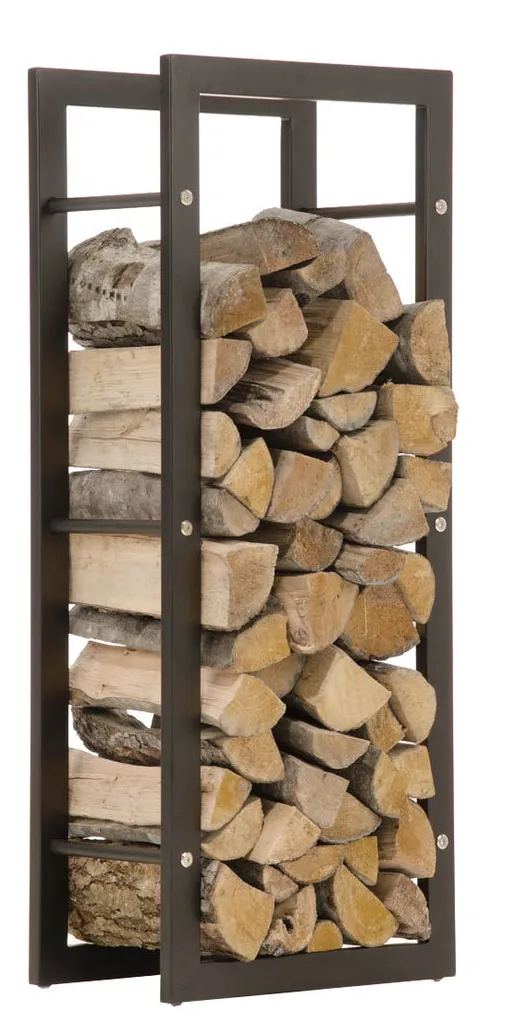 Support bois de chauffage Keri CLP noir mat en métal 25x60x100 cm