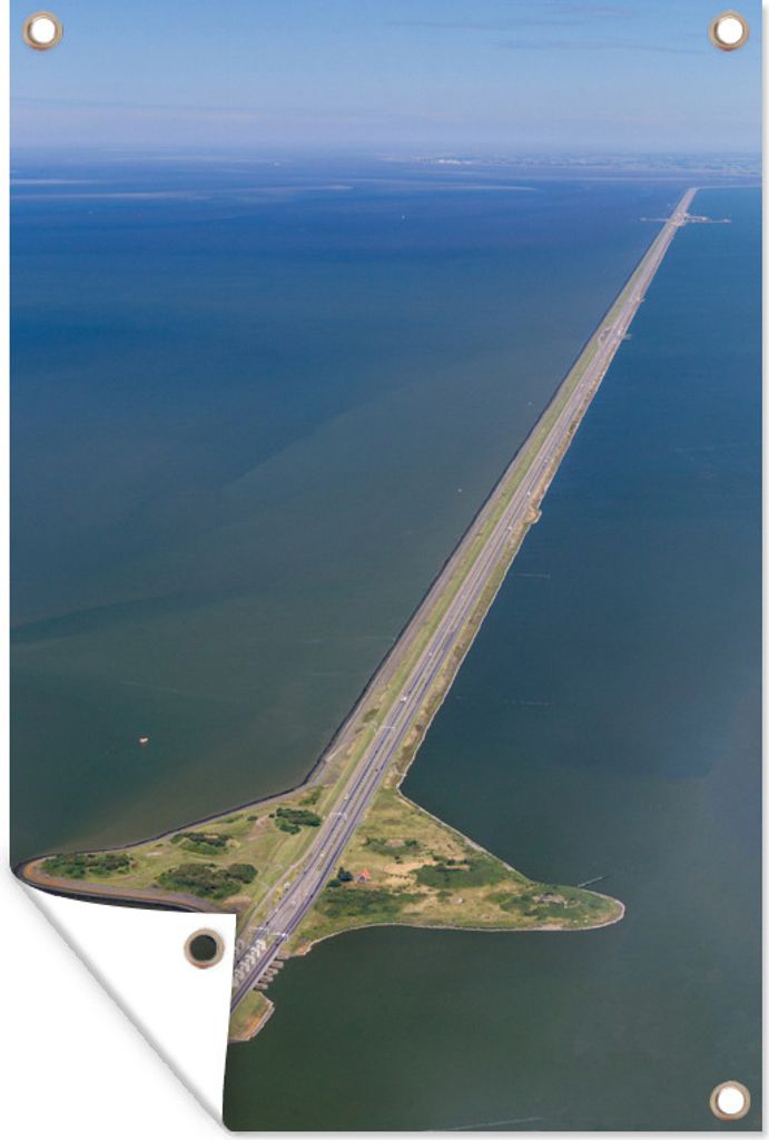 MuchoWow 80x120 cm Outdoor-Poster Gartendeko Sichtschutz Garten Poster für den Garten Luftaufnahme des Afsluitdijk in den Niederlanden