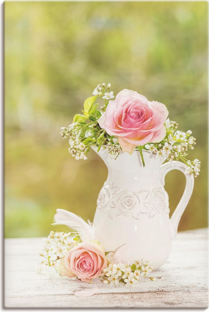 ARTland Leinwandbild Vintage Rosen in Vase Größe: 20x30 cm