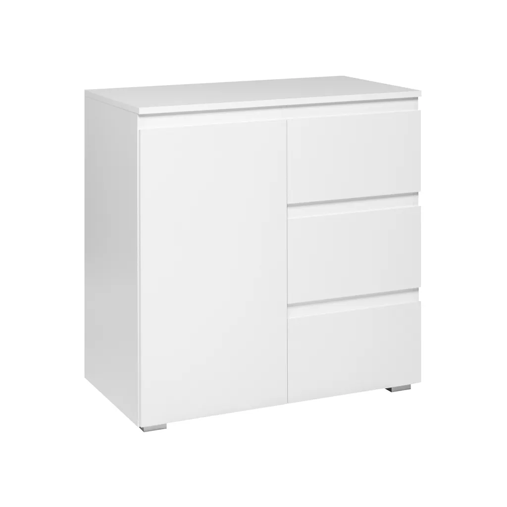 Commode IMAGE 2 blanc laqué avec grands tiroirs de rangement pratiques