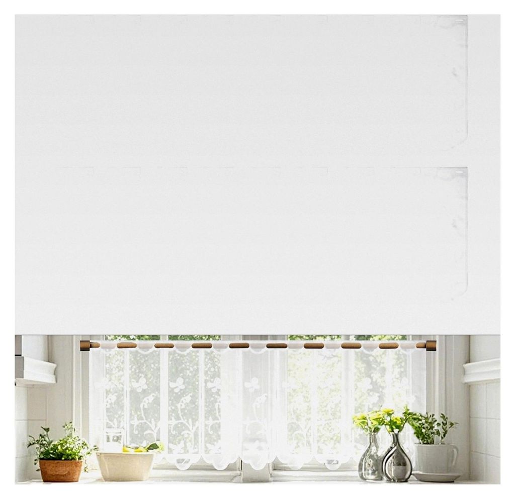 2er Set Scheibengardine, halbtransparente Bistrogardine in Weiß, moderne Vorhänge, bestickte Kurzstores mit Blumenmotiv für Fenster in Küche un...