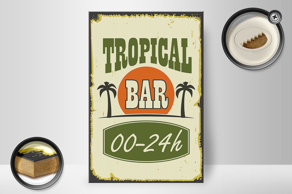 Dřevěná cedule Alkohol 20x30cm Tropical Bar 00 - 24 h Obrázek produktu 2