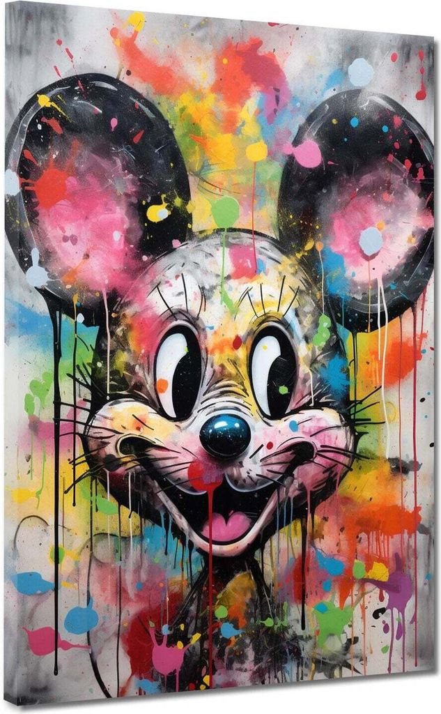 Leinwandbild Wandbild Maus Pop Art Colour Style Kunstdruck XL Wanddeko: 60x80x2cm