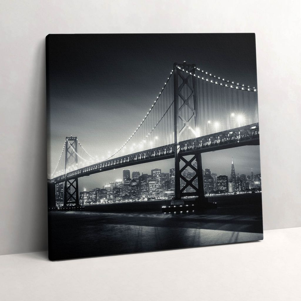 Bridge at night San Francisco – Leinwandbild Wandbild – 60x60 cm – Leinwandbilder – Wandbilder – Schlafzimmer – Flur