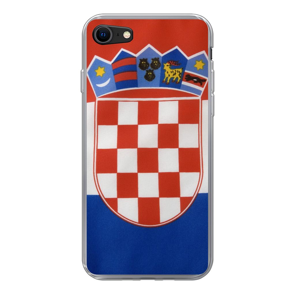 MuchoWow Handyhülle Schutzhülle Hülle für iPhone 7 Foto der kroatischen Flagge Silikon Softcase Handy Hülle - Kartenhalter