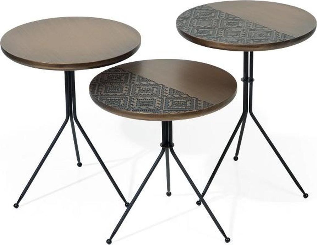 Luxus braun Beistelltische Set 3x Rundtische Moderne Wohnzimmer Tisch