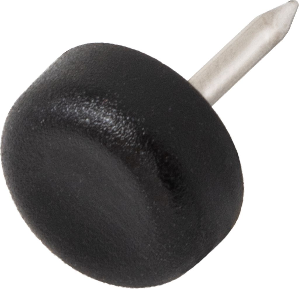 Adsamm | 32 x Kunststoffgleiter mit Nagel | Ø 13 mm | Schwarz | rund | Möbelgleiter mit Stift in von Adsamm