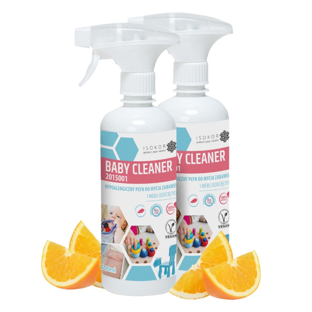 ISOKOR | Baby Cleaner | 2x500 ml | Hypoallergener Spielzeugreiniger für Babys | Natürlicher Reiniger für Möbel, Textilien & Kinderzimmer