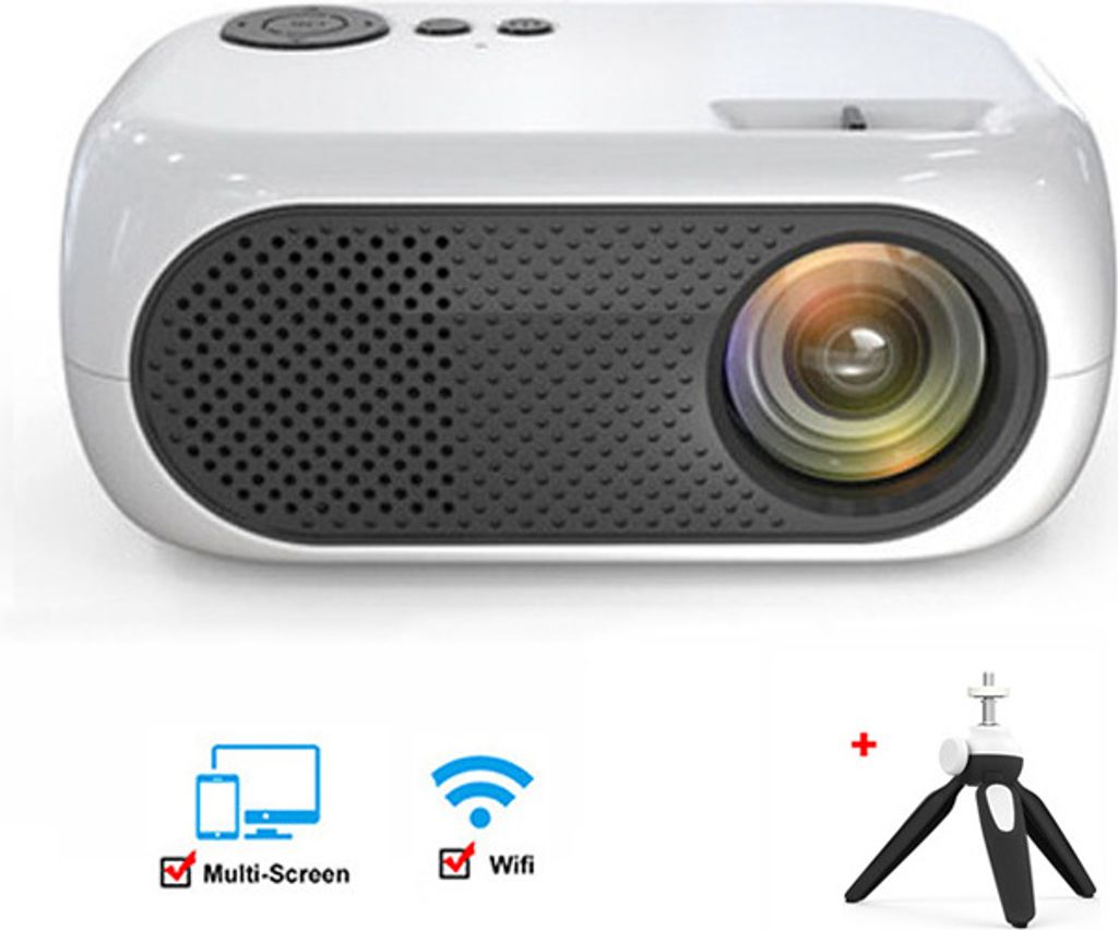 ZELURXX Mini Beamer, 1080P, 360°-Surround-Sound, Tragbar, Geeignet für Fernsehen, Aufführungen, Wettbewerbe, Spielszenen, 19 x 16,8 x 8,2 cm, Gelb