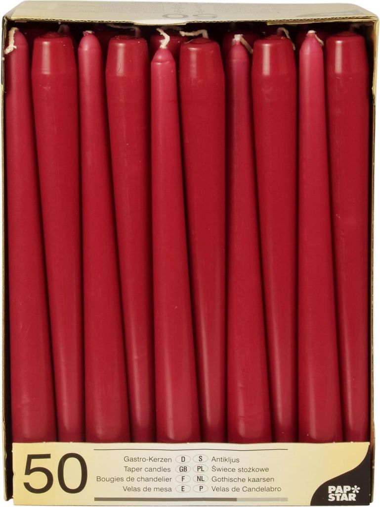 PAPSTAR Kerze - Spitzkerze - Bordeaux (Packung mit 50) Produktbild 