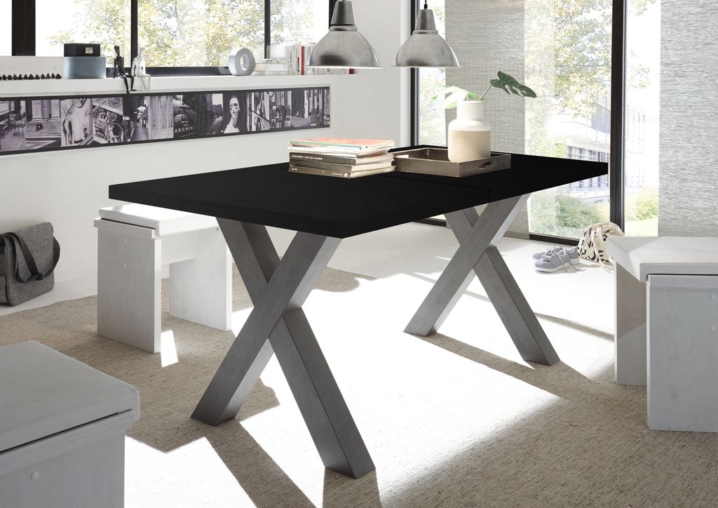 Kulissen-Esstisch >Big System< in graphit / schwarzstahl - 160x77x90cm (BxHxT)