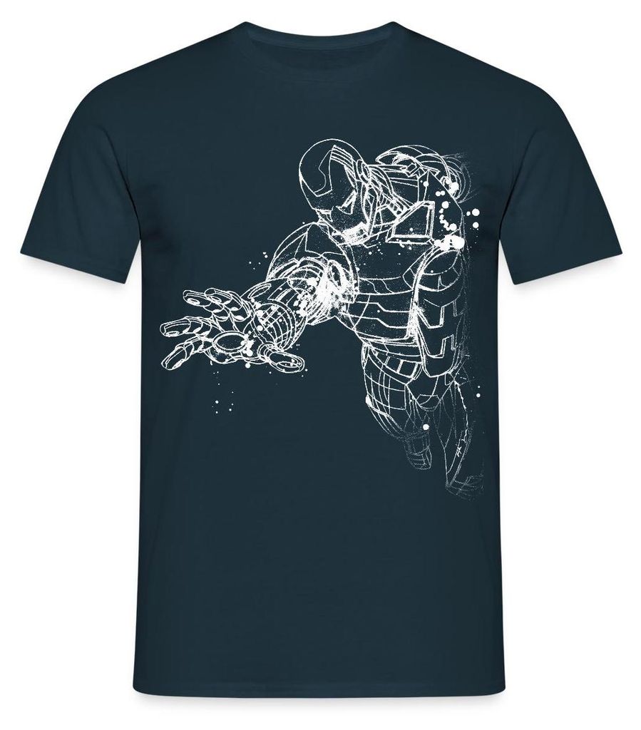 Spreadshirt Avengers Superhelden Iron Man Männer T-Shirt, 3XL, Navy