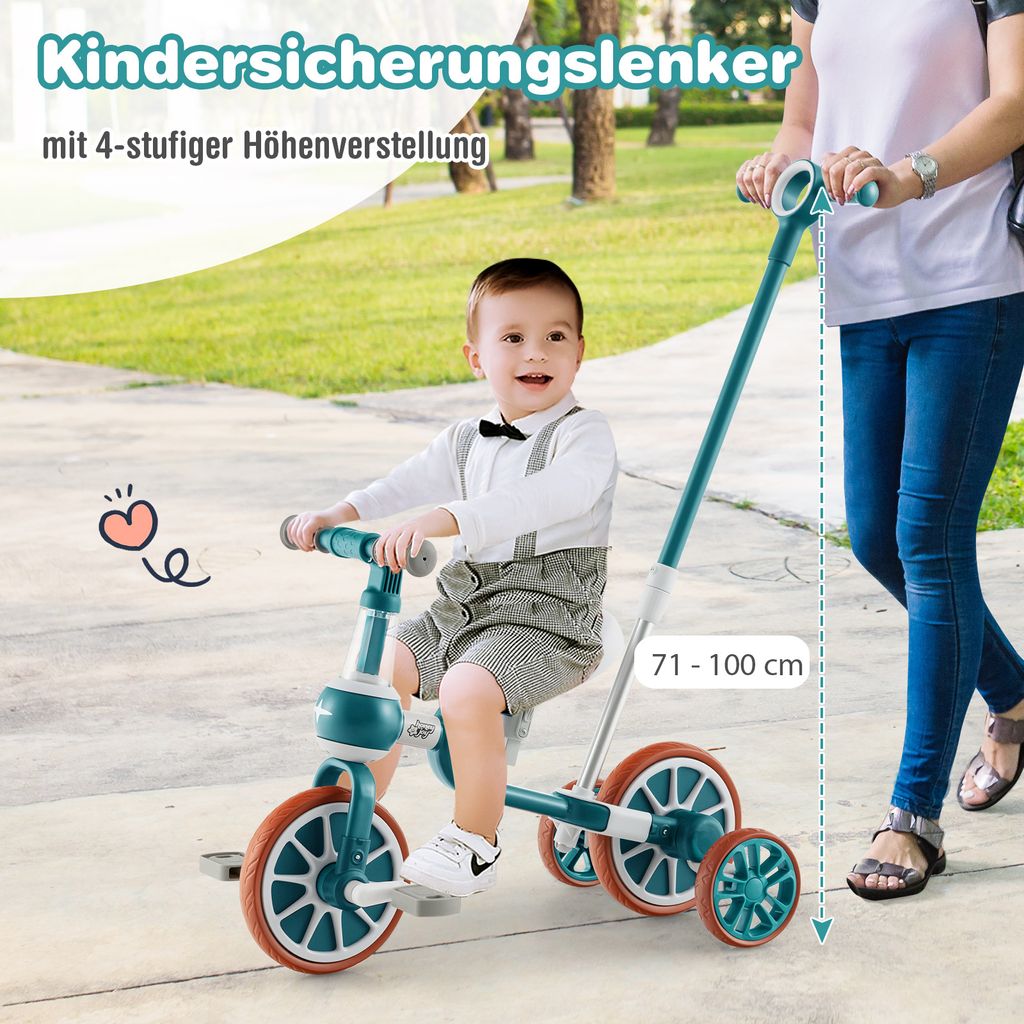 FANTASK 4in1 Laufrad Bis 30kg - Kinderdreirad Ab 1 Jahr Blau