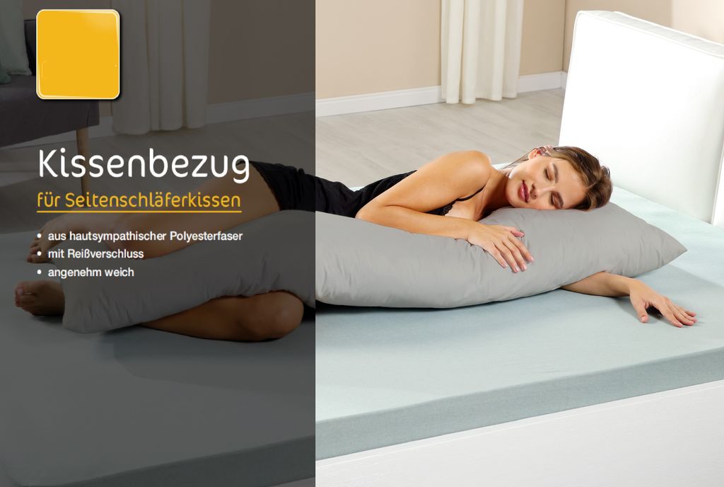 Seitenschläferkissenbezug Seitenschläferkissen Bezug Kissenbezug 40x145cm h.grau