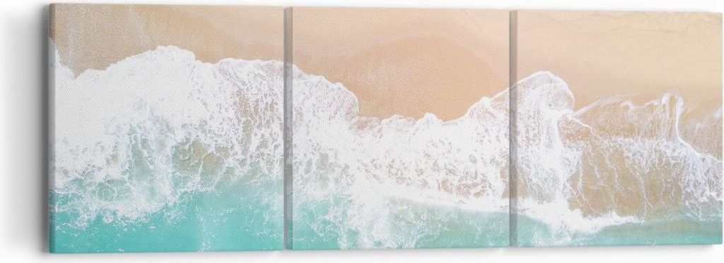 Bild auf Leinwand - Leinwandbild - Meer Welle Sand - 90x30cm - Wand Bild - Wanddeko - Wandbilder - Leinwanddruck - Bilder - Kunstdruck - Wanddekora...