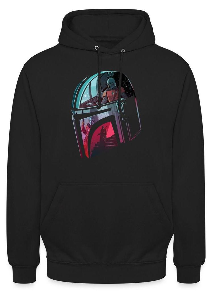 Star Wars: Mandalorian Verspiegelter Helm Uni Hoodie, L, Schwarz