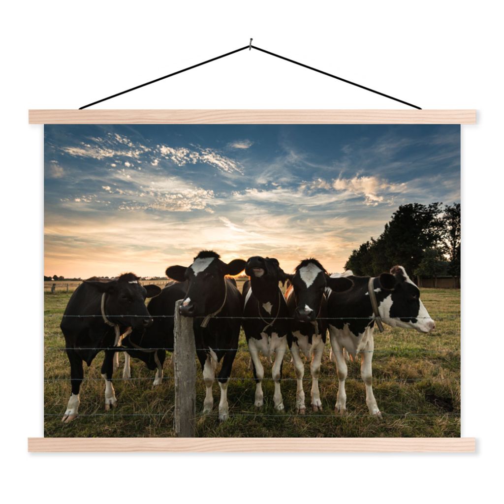 MuchoWow Textilposter Tiere - Kuh 60x45 cm mit holzfarbenen Rahmen - Bild