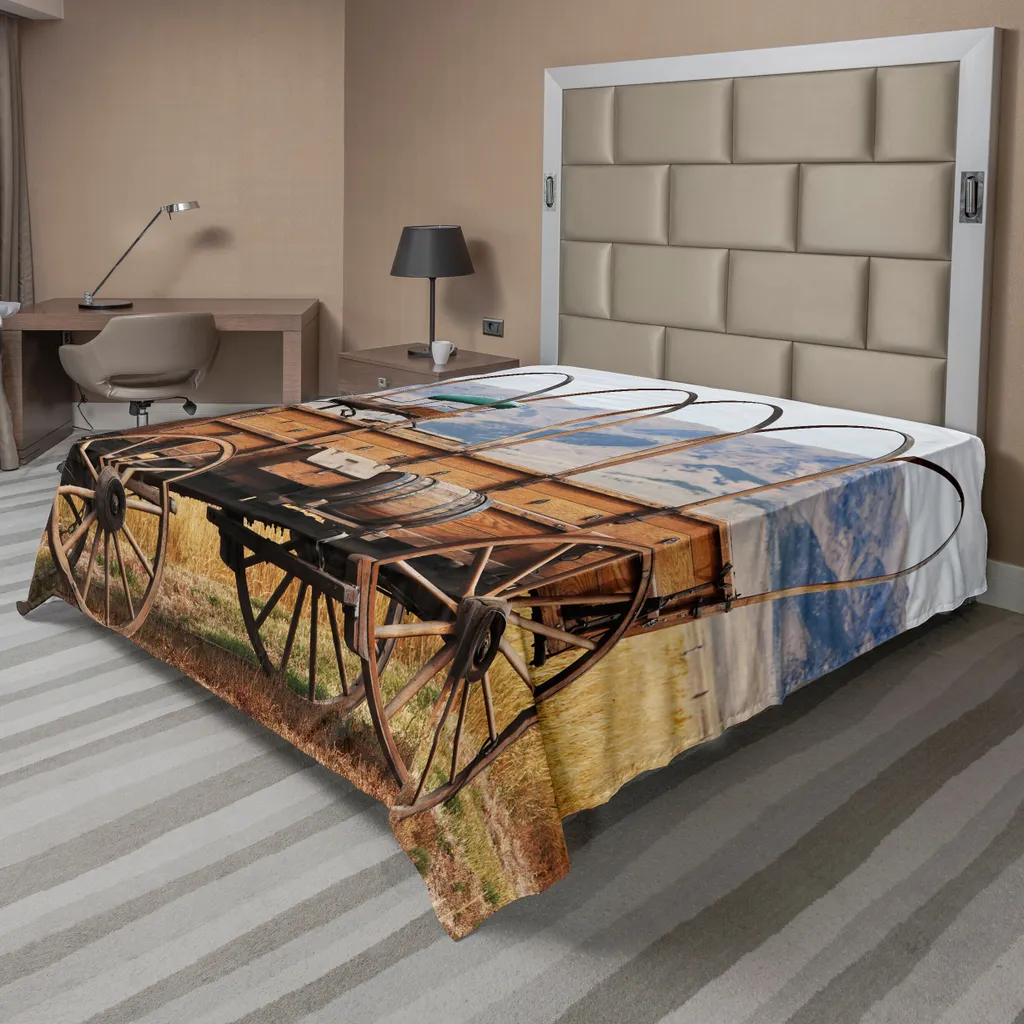 Drap de lit décoration Western marron pour chambre style vieux ranch