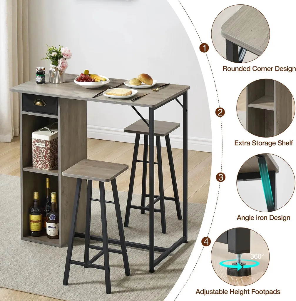 Table de bar robuste avec tabourets : finissez-en avec le manque de place - 4
