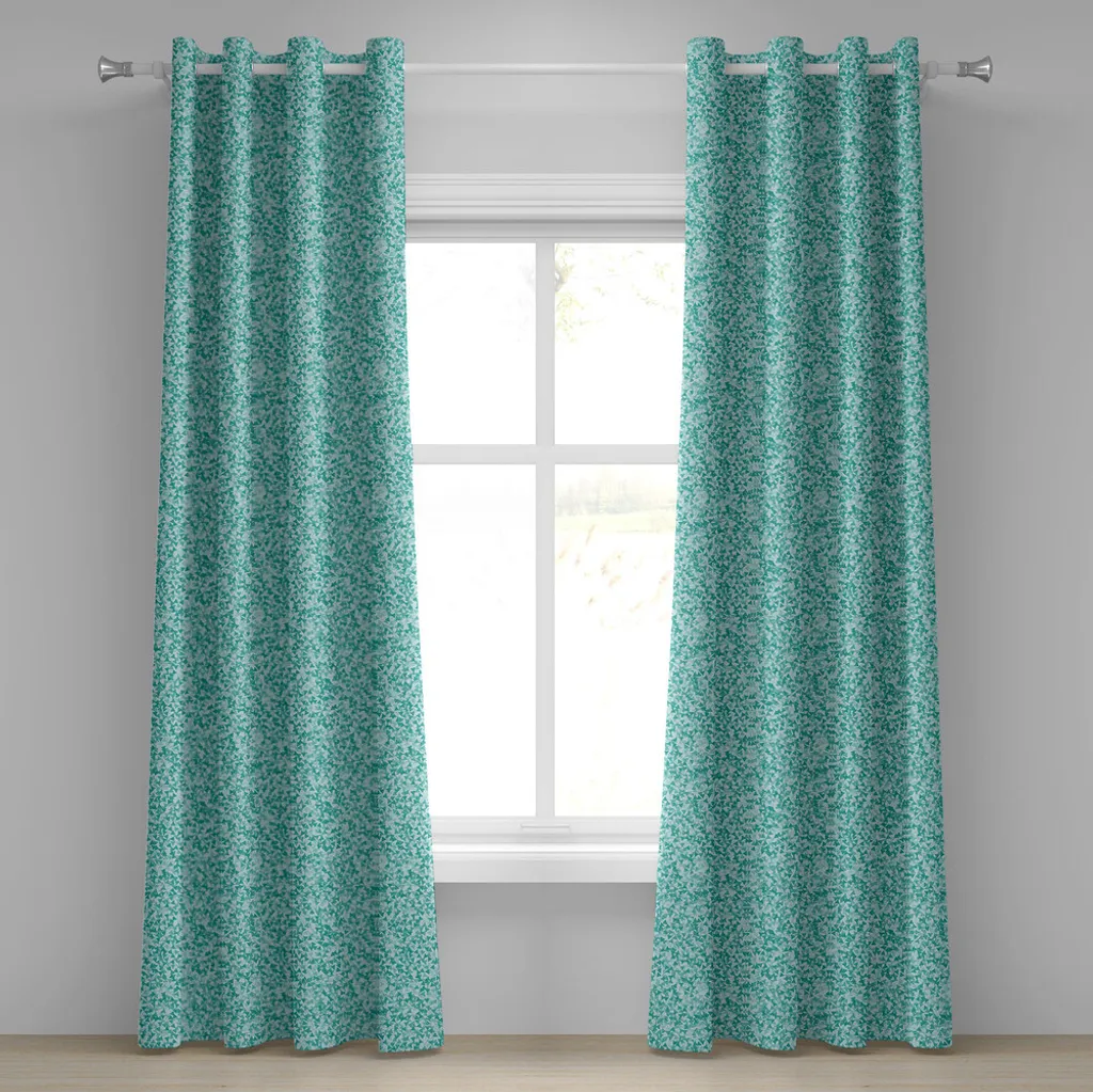 ABAKUHAUS Tenda con occhielli turchese, forma triangolare astratta nella grafica geometrica contemporanea moderna, tende decorative a 2 pannelli per finestre, 280 cm x 225 cm, turchese verde acqua