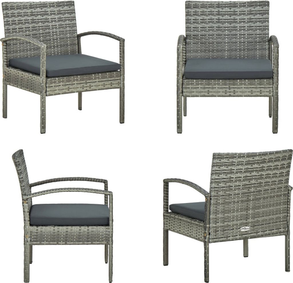 vidaXL Chaise de jardin avec coussin Poly Rattan Gris - Image du produit 