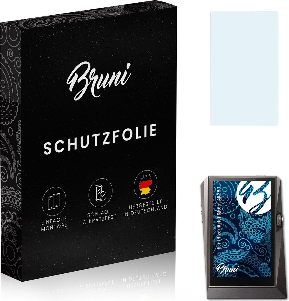 Bruni Basics-Clear 2x Schutzfolie kompatibel mit IRiver Astell&Kern AK380 Folie