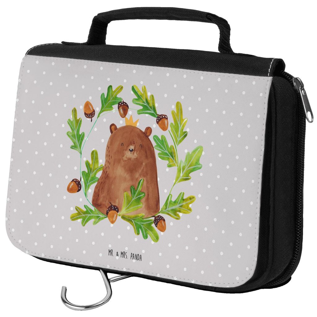 Mr. & Mrs. Panda Kosmetiktasche Bär König - Grau Pastell - Geschenk, Papa, Vater, beautycase, kulturtäschchen, Vatertag, Teddy, Daddy, kosmetikt...