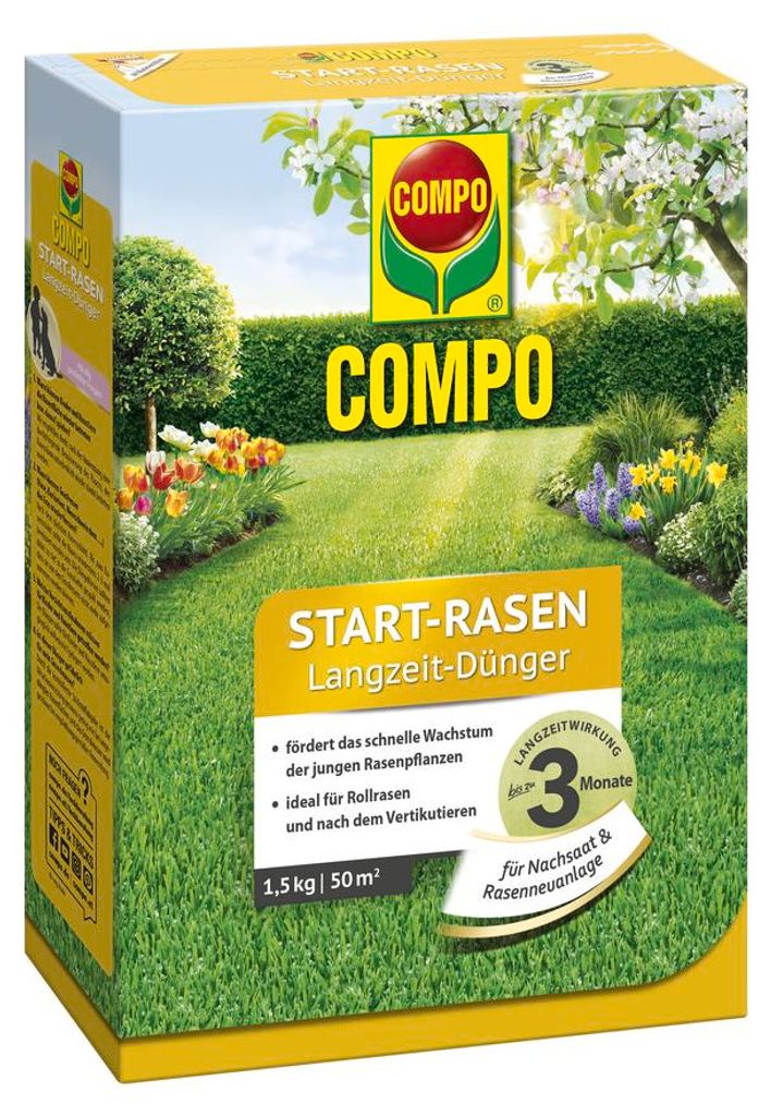 COMPO Start-Rasen Langzeit-Dünger, für junge Rasenpflanzen Produktbild 