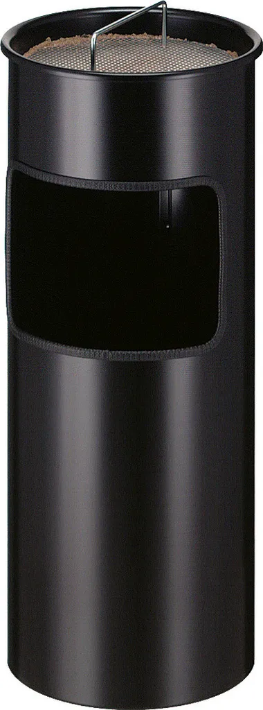 Corbeille cendrier 30L robuste en acier noir avec bac de récupération