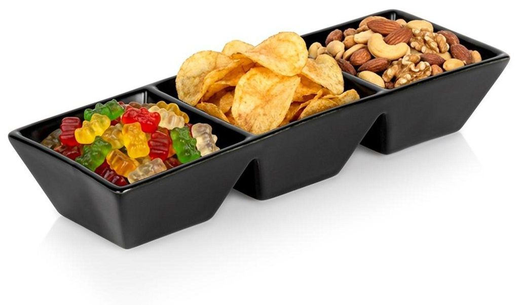 Vilde | Snackschalen Set - Aus Keramik - Schwarz - 3 Teile - 29x10 cm - für Snacks