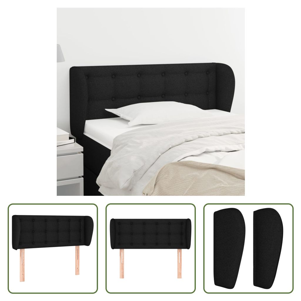 The Living Store Kopfteil mit Ohren Schwarz 103x23x78/88 cm Produktbild 