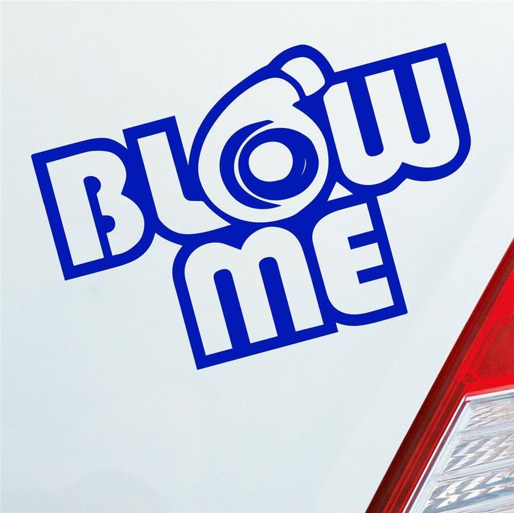 Auto Aufkleber BLOW ME BOOSTER Turbo Tuning 12x8 cm Dunkelblau Sticker Heckscheibenaufkleber