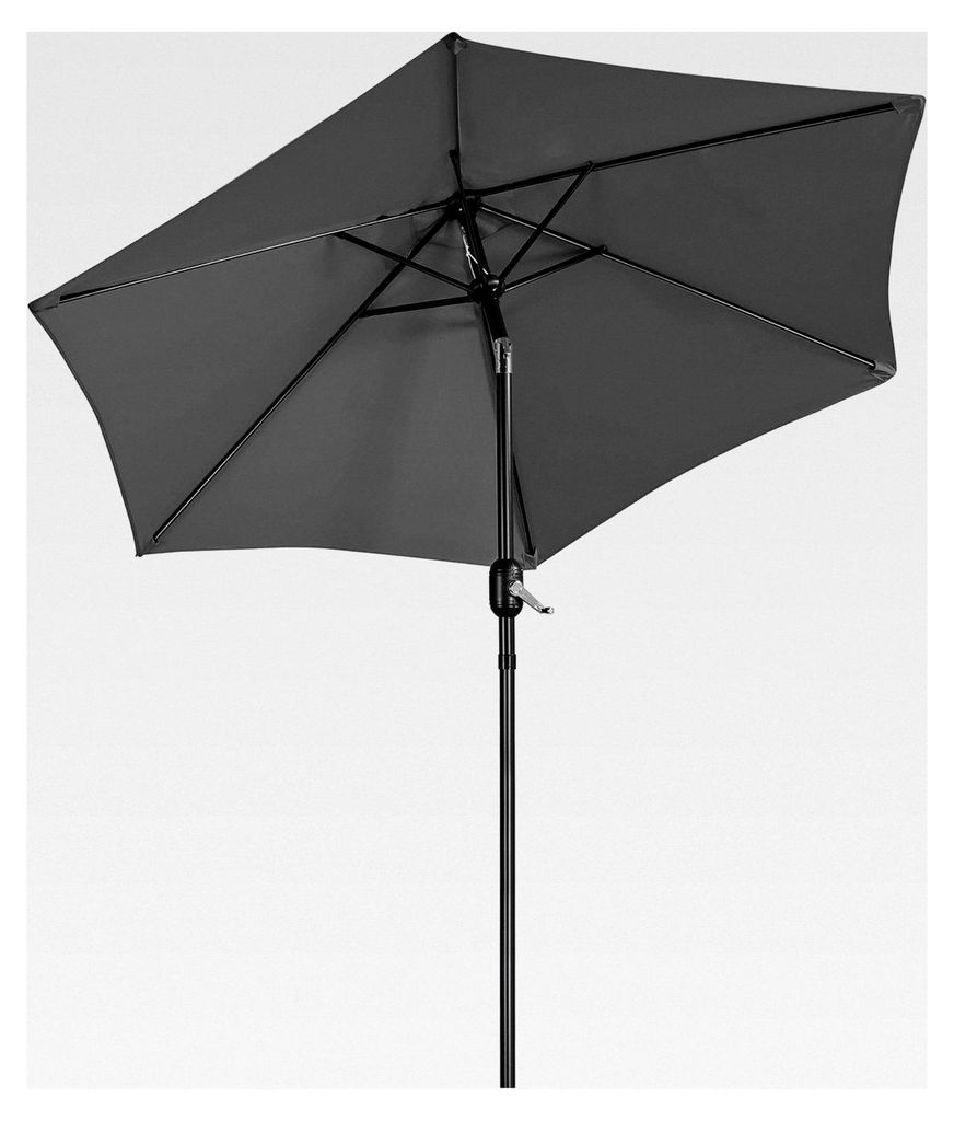 Sonnenschirm 230 cm Marktschirm Gartenschirm Rund Terrassenschirm mit 6 Rippen Kippbar Balkonschirm Sonnenschutz, Grau